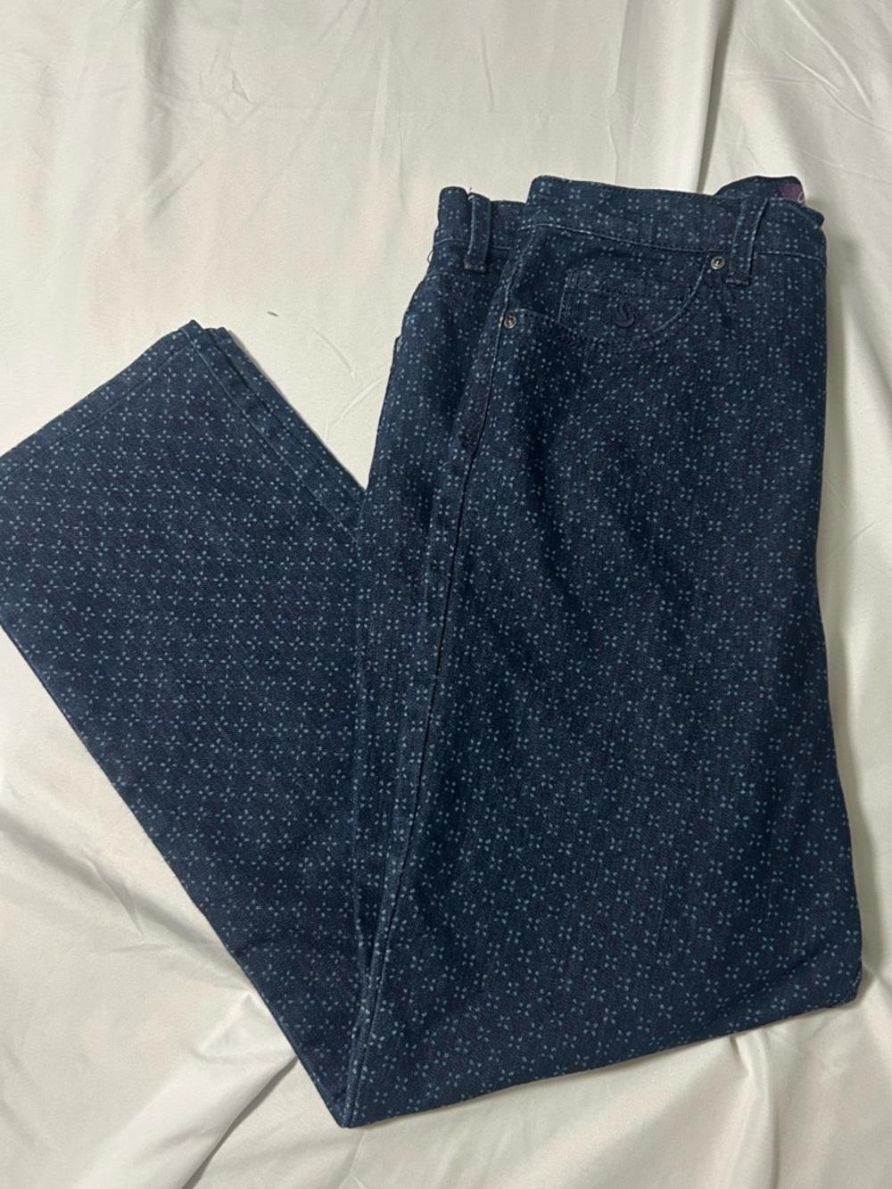 Gloria Vanderbilt Amanda Blue  Patterned Women’s Denim Work Career Size 14 Pants